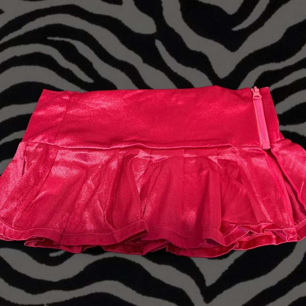 Vintage Y2K Deadstock Espiral Hot Pink Micro Mini Skirt - Low Rise Rave Slit Ski